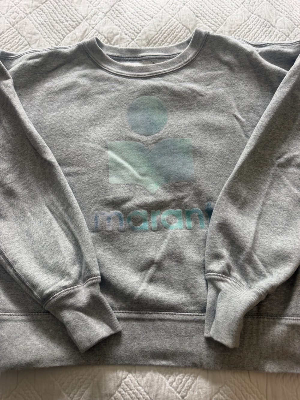 Isabel Marant Logo Crewneck Sweatshirt in Muted Blue-Green
